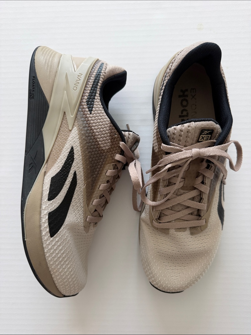 Men’s Reebok Nano X3 Tan and Black Athletic Sneakers size 10.5